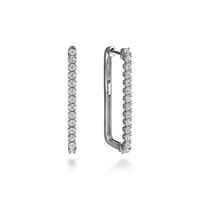 Gabriel & Co. 14K White Gold Diamond Classic Paperclip Hoop Earrings