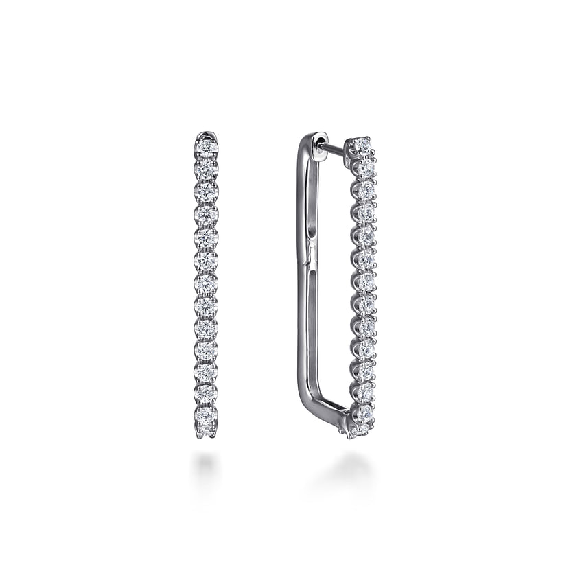 Gabriel & Co. 14K White Gold Diamond Classic Paperclip Hoop Earrings