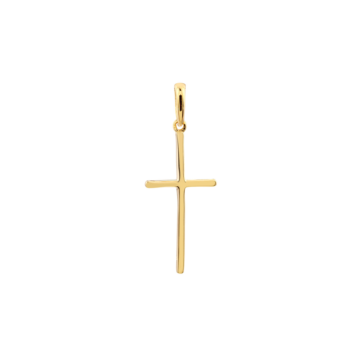 14K Yellow Gold Cross with Rounded Edges - NAGI