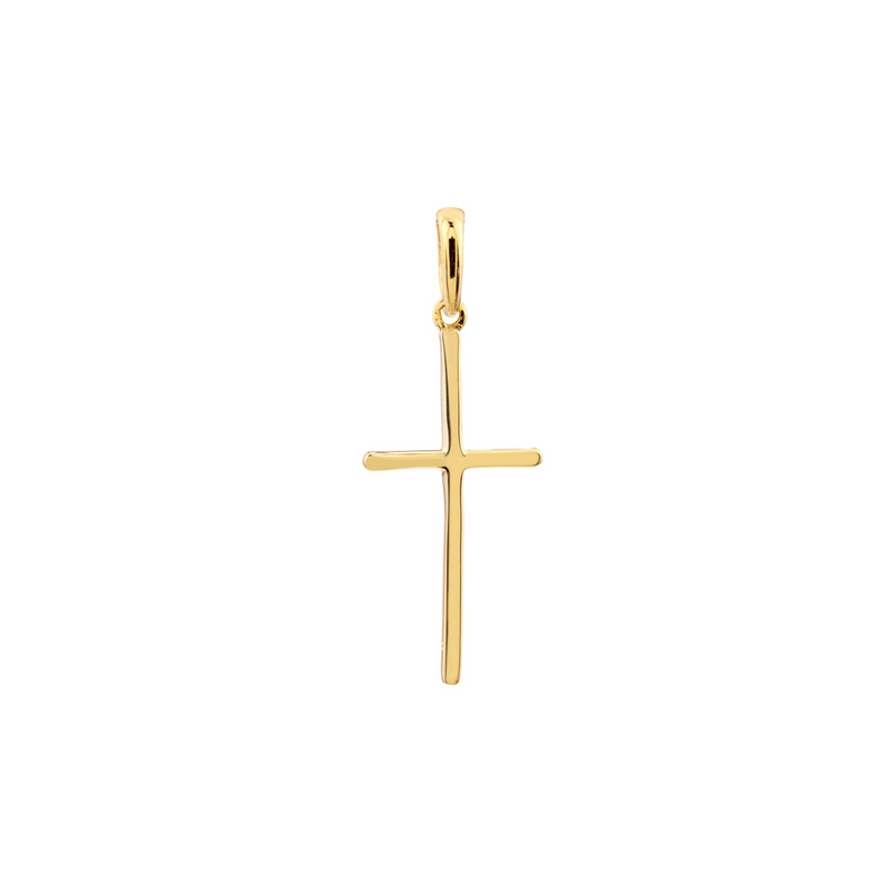14K Yellow Gold Cross with Rounded Edges - NAGI