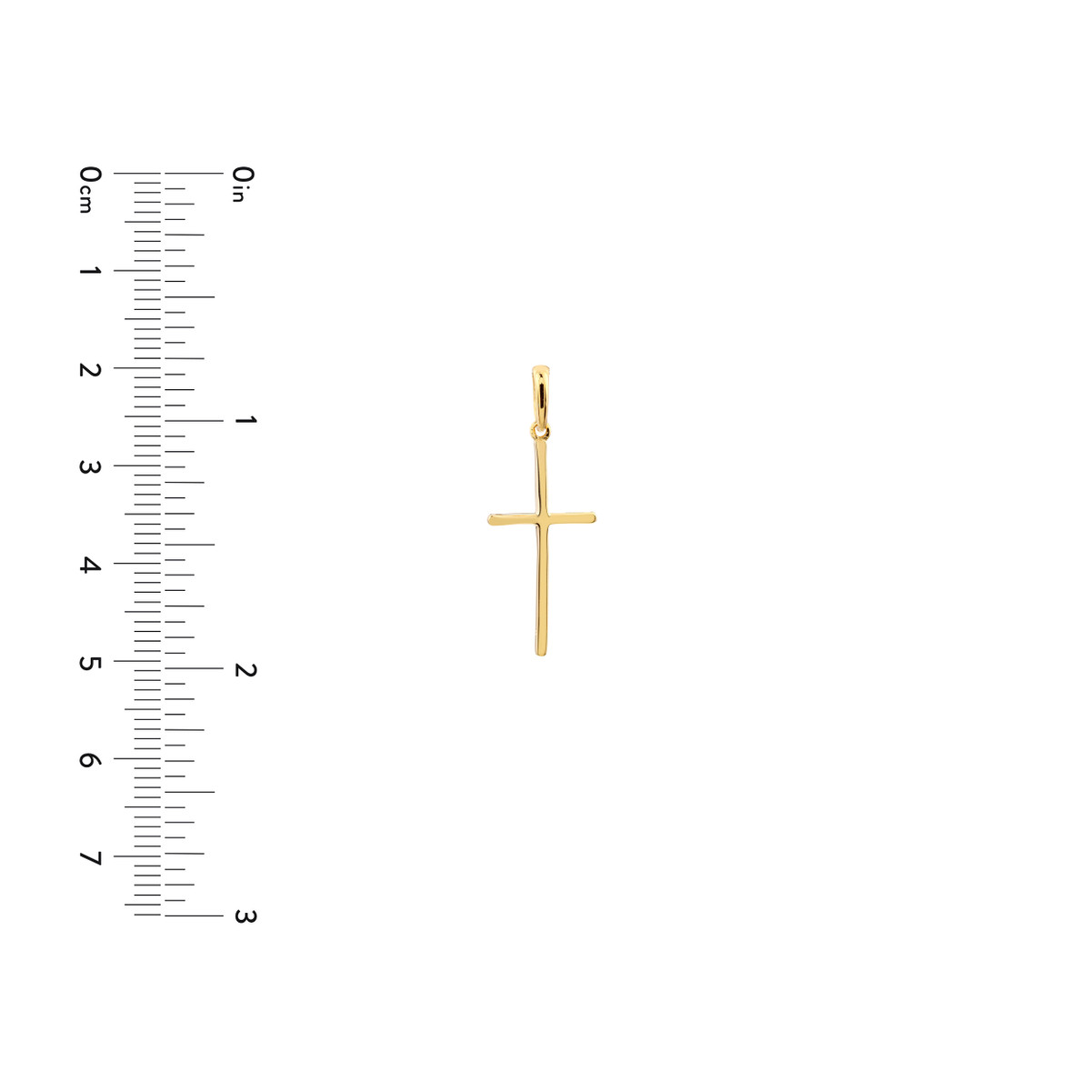 14K Yellow Gold Cross with Rounded Edges - NAGI