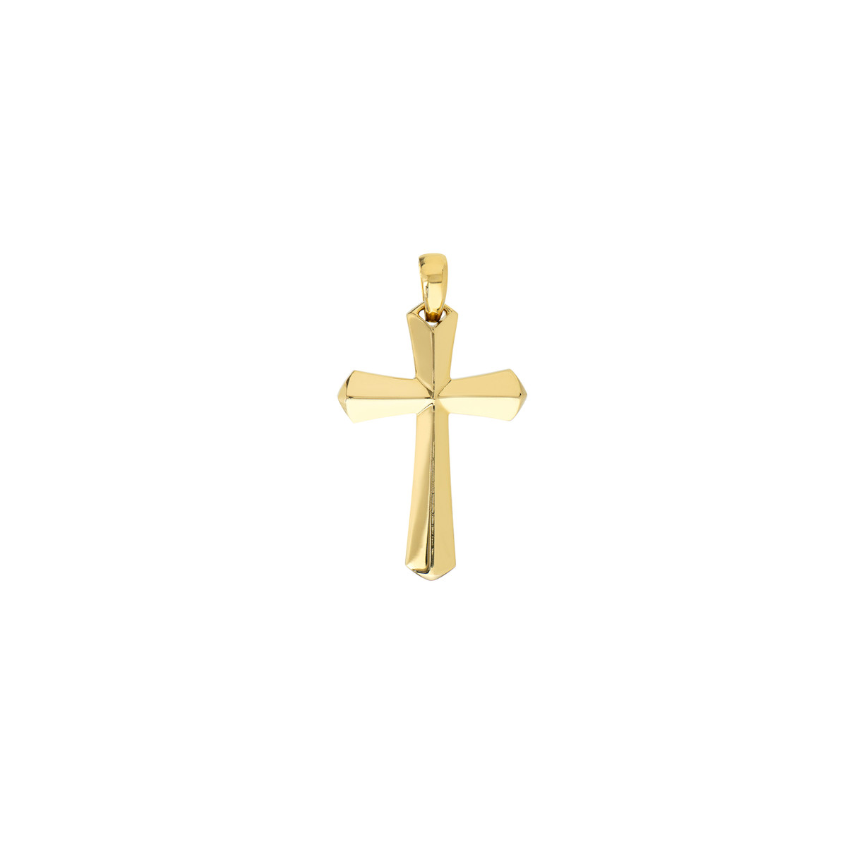 14K Yellow Gold 3D Knife Edge Cross