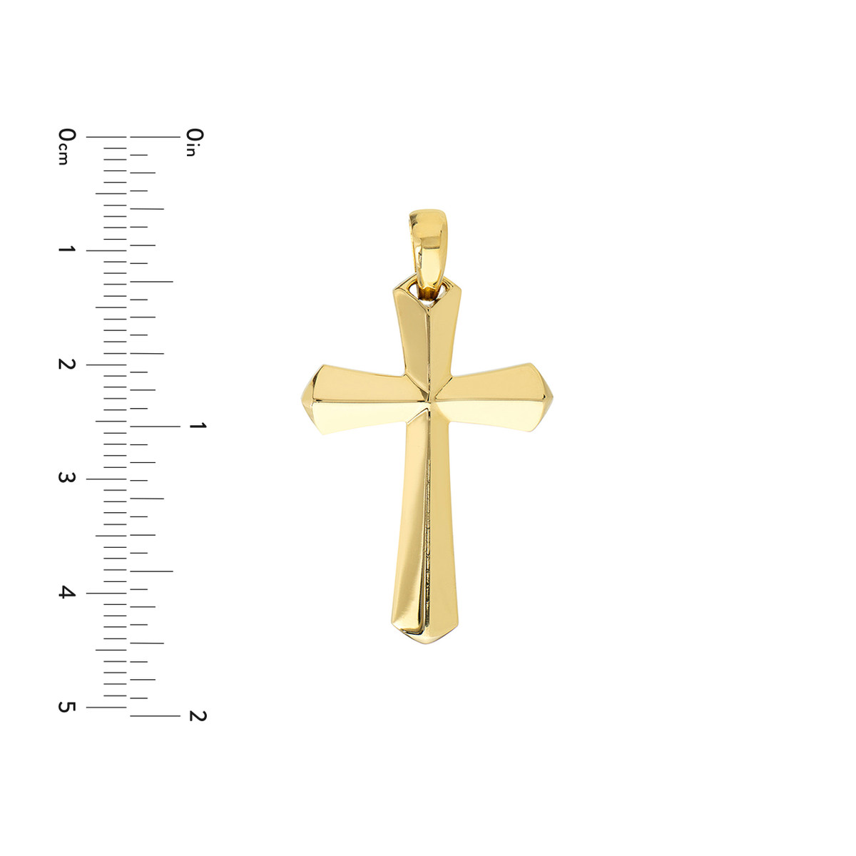 14K Yellow Gold 3D Knife Edge Cross