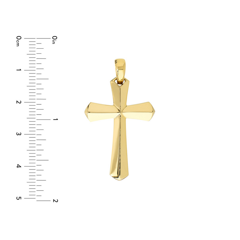 14K Yellow Gold 3D Knife Edge Cross