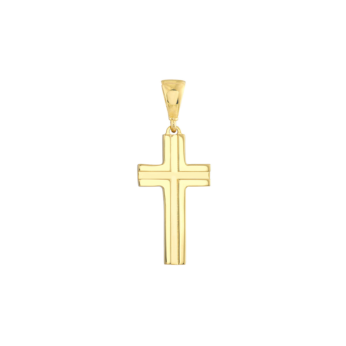 14k Yellow Gold Small Grooved Cross