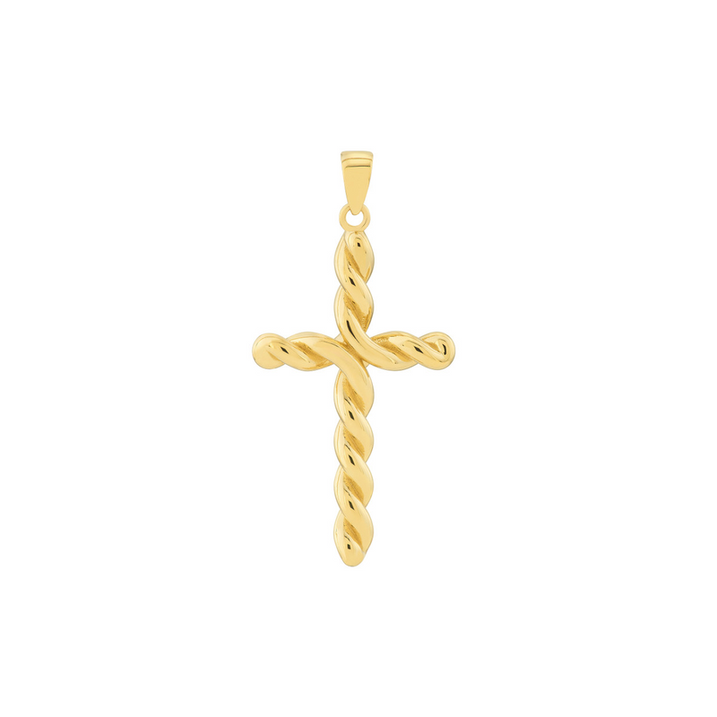 14K Yellow Gold Large Twist Cross - NAGI