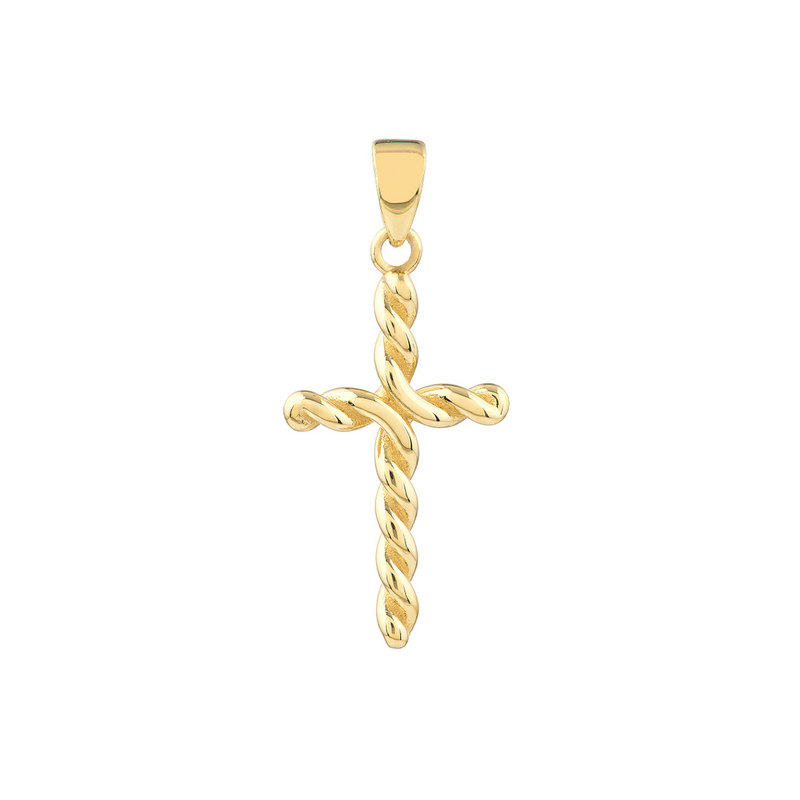 14K Yellow Gold Small Twist Cross - NAGI