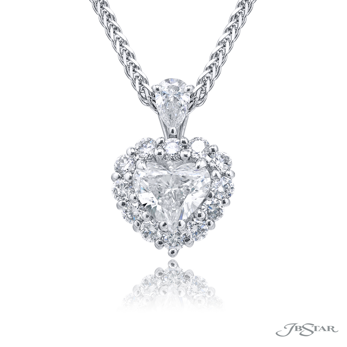 JB Star Platinum Diamond Hert Necklace