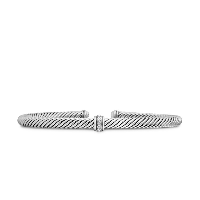David Yurman 4MM Diamond Cable Cuff Bracelet