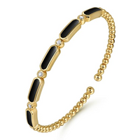 Gabriel & Co. 14K Yellow Gold Onyx Bangle Bracelet
