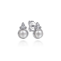 Gabriel & Co. Sterling Silver White Gold Diamond Stud Earrings