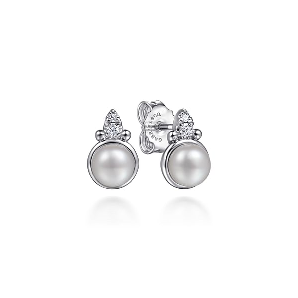 Gabriel & Co. Sterling Silver White Gold Diamond Stud Earrings