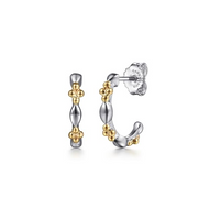 Gabriel & Co. 14K Yellow Gold & Sterling Silver Bujukan Two-Tone J Hoop Earrings