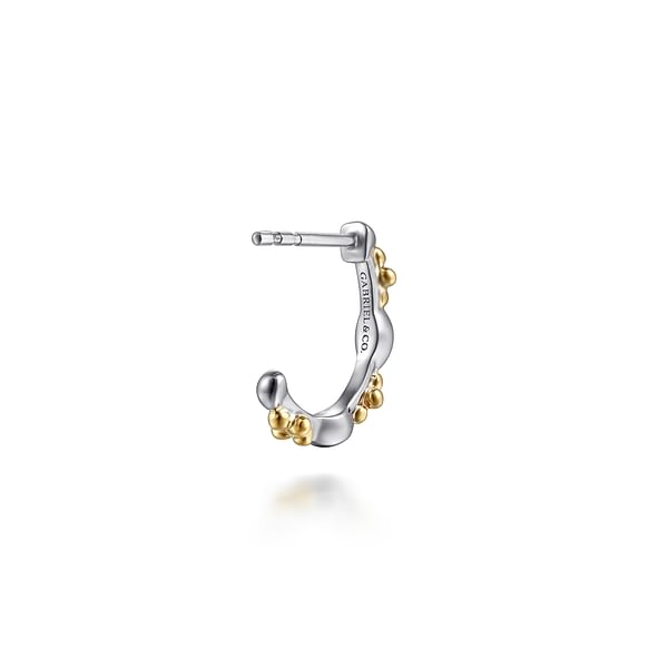 Gabriel & Co. 14K Yellow Gold & Sterling Silver Bujukan Two-Tone J Hoop Earrings