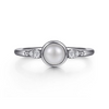 Gabriel & Co. Sterling Silver Diamond Bujukan Pearl Ladies Ring