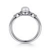 Gabriel & Co. Sterling Silver Diamond Bujukan Pearl Ladies Ring