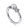 Gabriel & Co. Sterling Silver Diamond Bujukan Pearl Ladies Ring