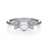 Gabriel & Co. Sterling Silver Diamond Bujukan Pearl Ladies Ring
