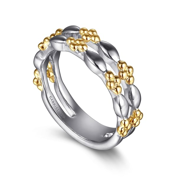 Gabriel & Co. 14K Yellow Gold & Sterling Silver Bujukan Easy Stackable Ring - NAGI