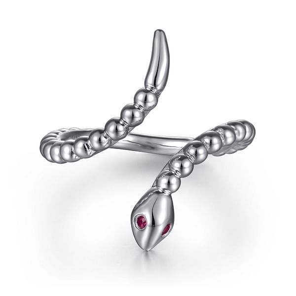 Gabriel & Co. Sterling Silver Ruby Bypass Snake Ring