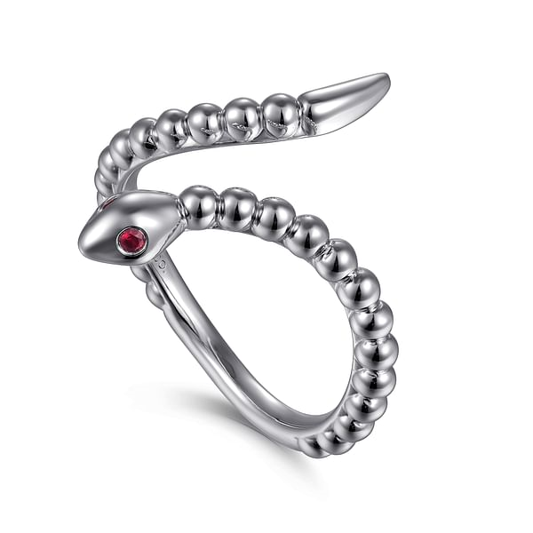 Gabriel & Co. Sterling Silver Ruby Bypass Snake Ring