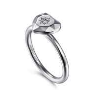 Gabriel & Co. Sterling Silver Diamond Cut Heart Ladies Ring