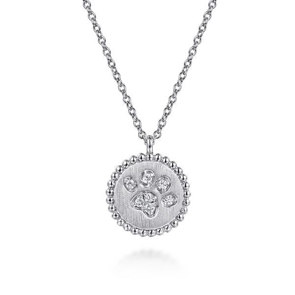 Gabriel & Co. Sterling Silver Paw Print Diamond Necklace