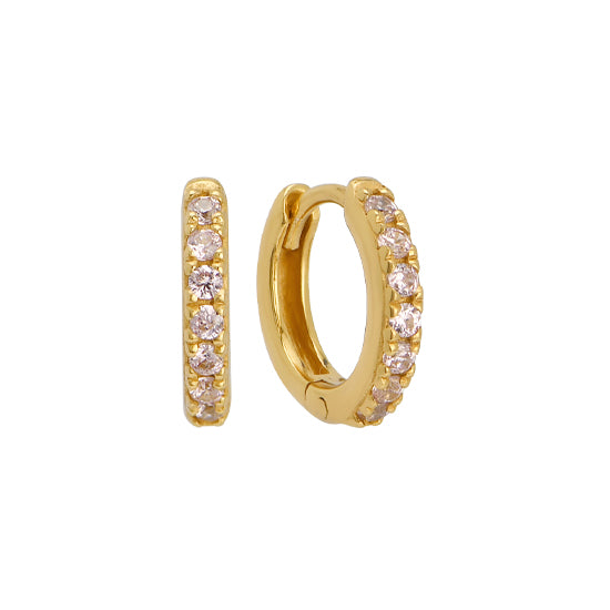 14K Yellow Gold Small Diamond Huggie Earrings