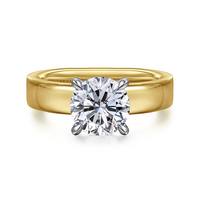 Gabriel & Co. Aura 14K White GoldYellow Gold Round Solitaire Diamond Engagement Ring