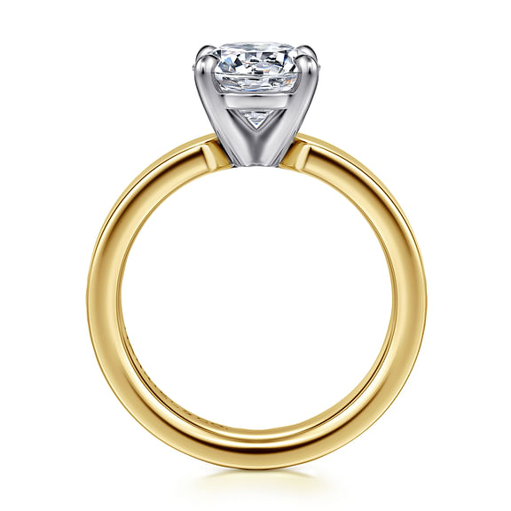 Gabriel & Co. Aura 14K White GoldYellow Gold Round Solitaire Diamond Engagement Ring