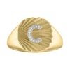 14k yellow gold signet ring with "E" initial
