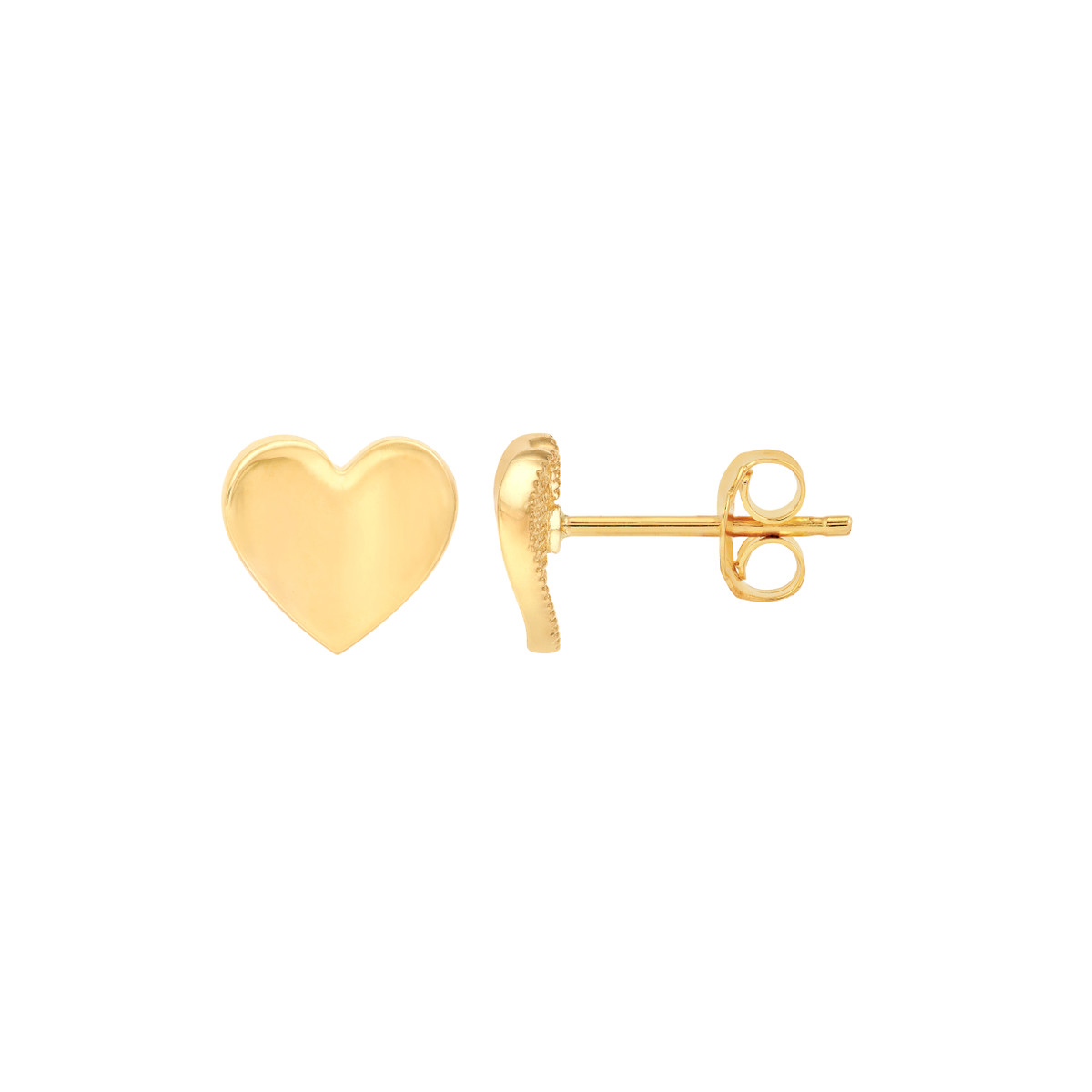 14K Yellow Gold Wavy Heart Stud Earrings