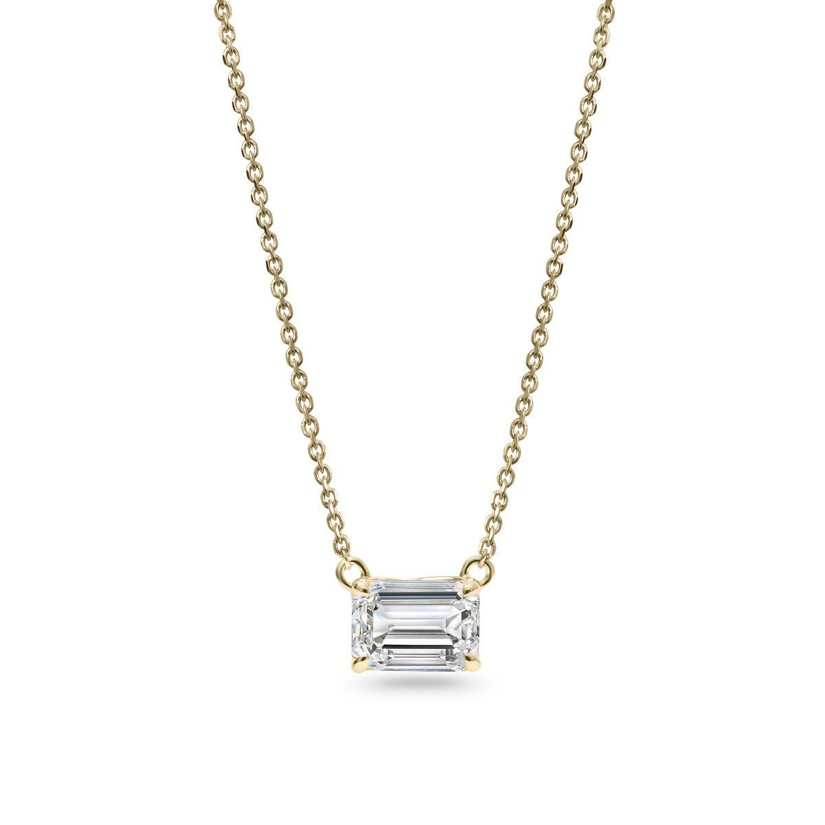 18K Yellow Gold Emerald Cut Lab-Grown Diamond Necklace