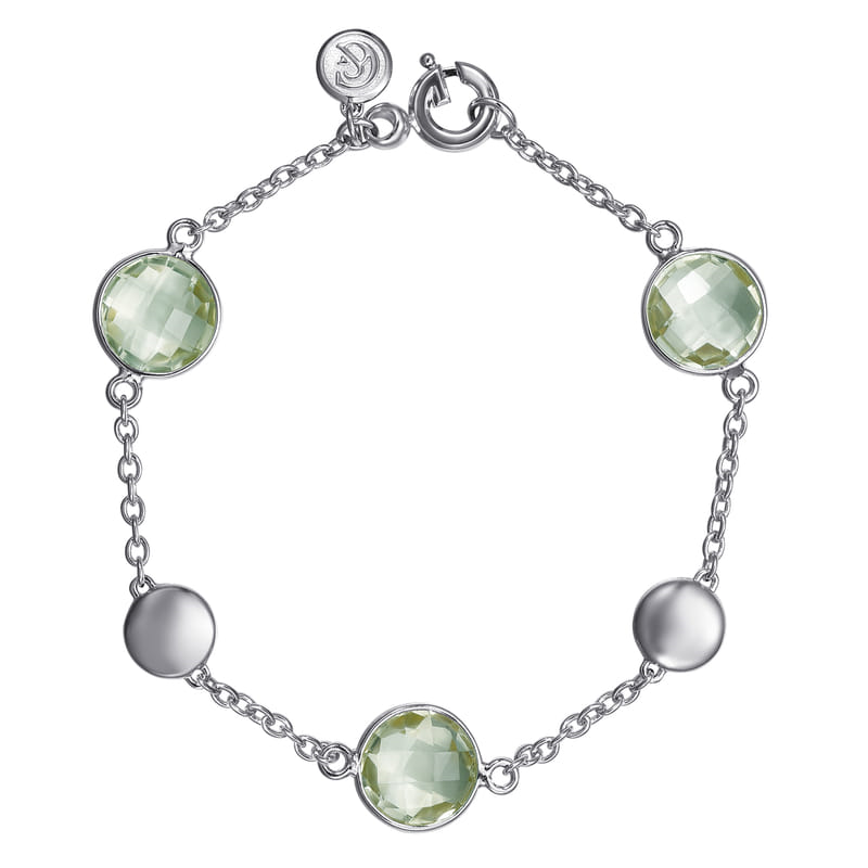 Gabriel & Co. Sterling Silver Green Amethyst Station Bracelet