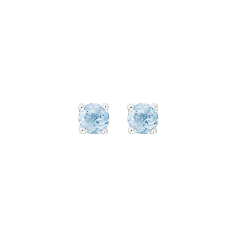 14K White Gold 4MM Aquamarine Stud Earrings