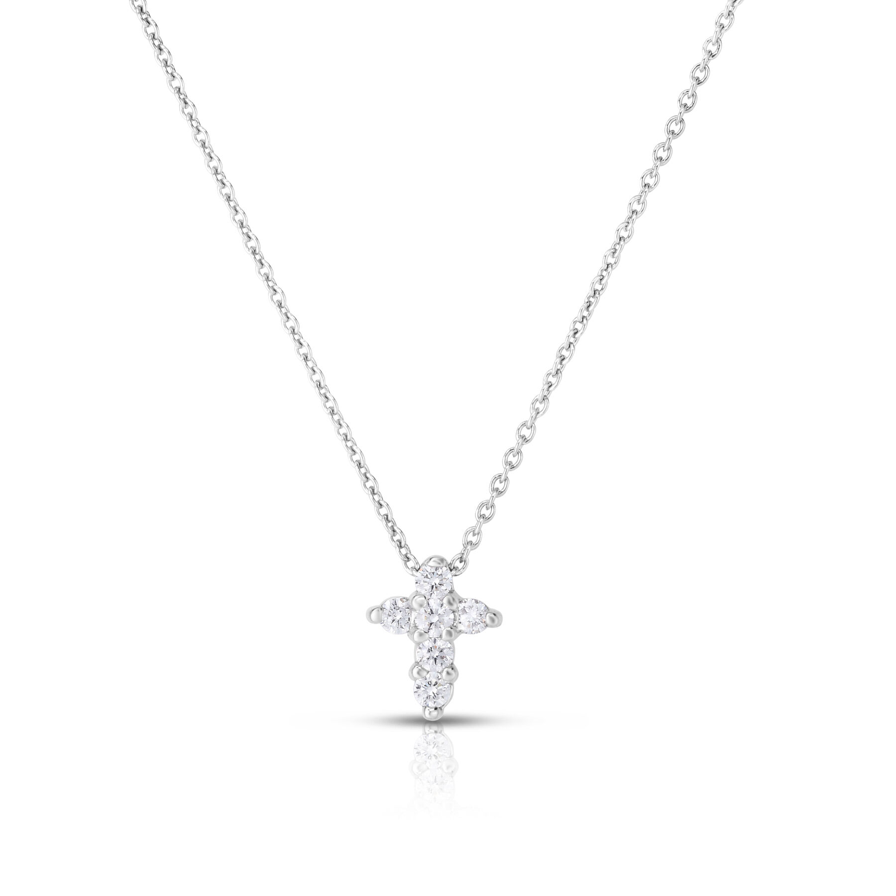 Roberto Coin 18K White Gold Tiny Treasures Cross Diamond Necklace