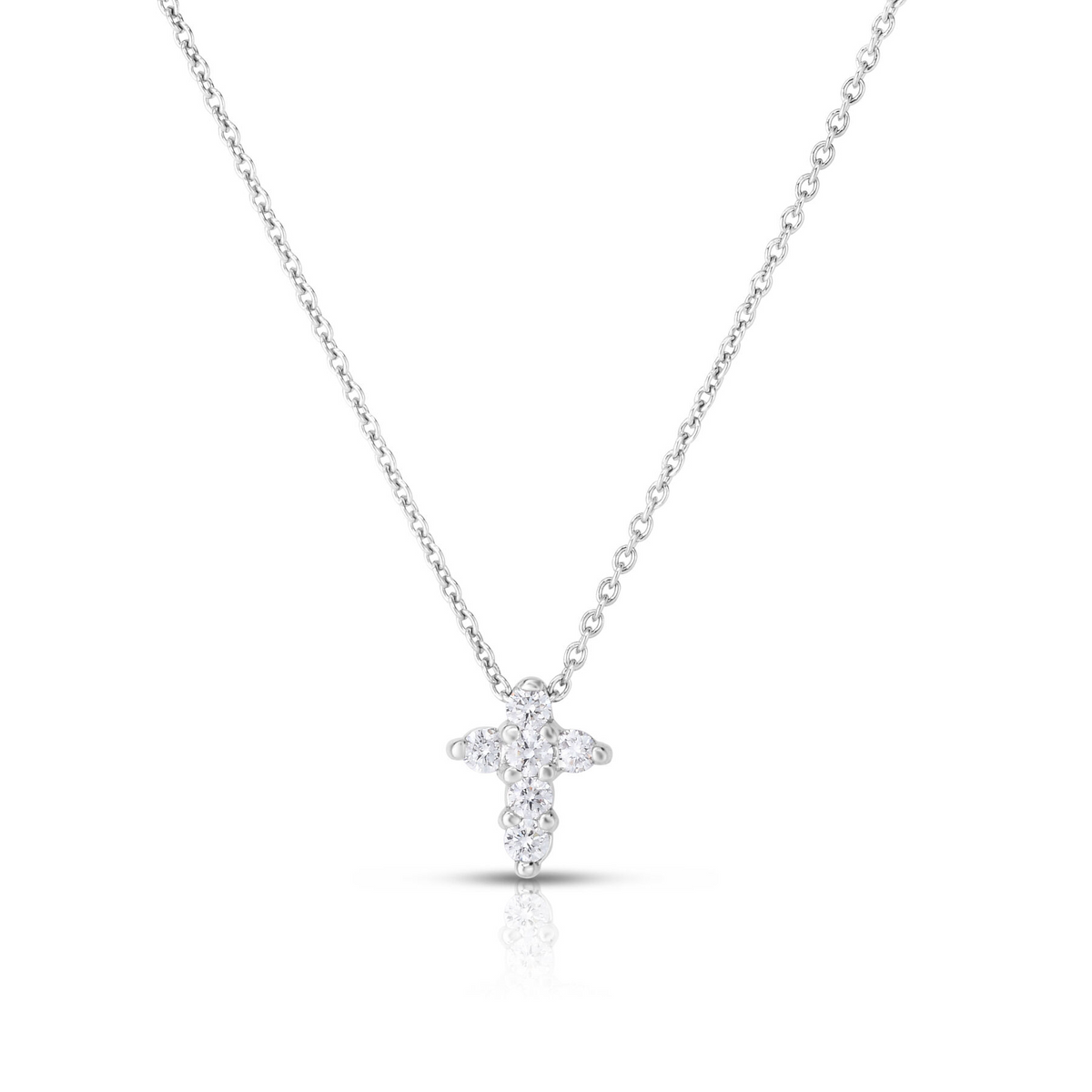 Roberto Coin 18K White Gold Tiny Treasures Cross Diamond Necklace