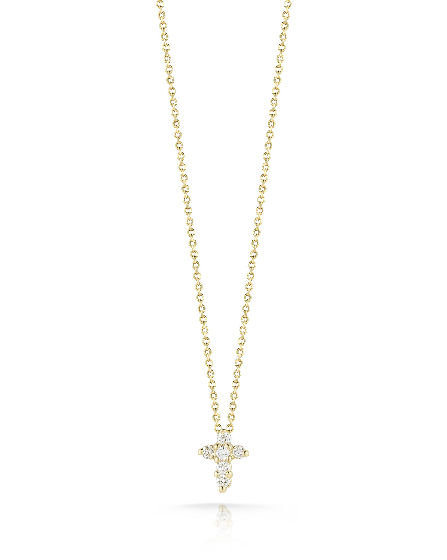 Roberto Coin 18K Yellow Gold Tiny Treasures Cross Diamond Necklace