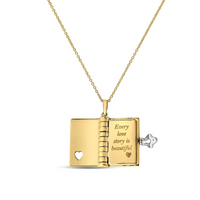 Roberto Coin 18K Yellow/White Gold Tiny Treasures Love Story Book Necklace - NAGI