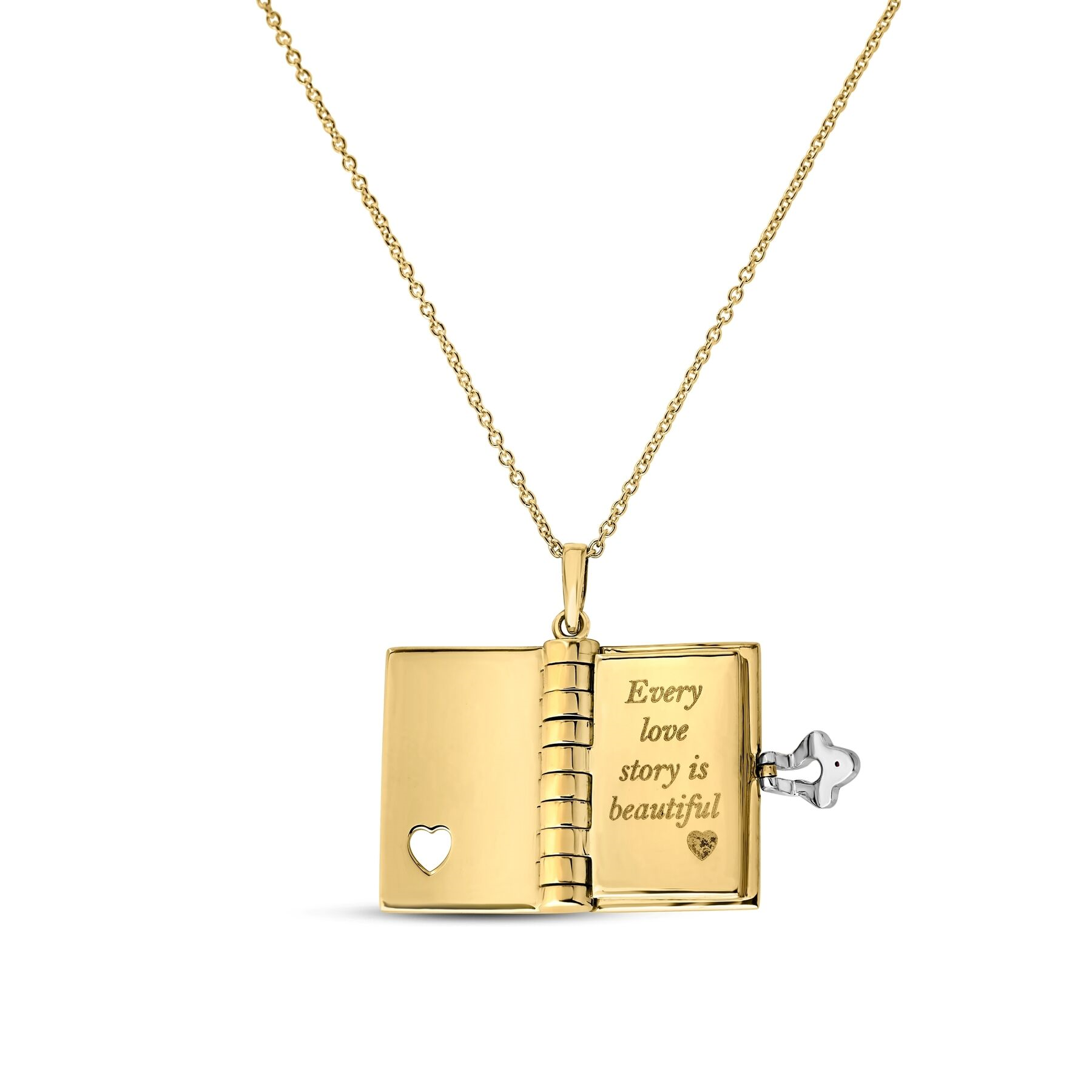 Roberto Coin 18K Yellow/White Gold Tiny Treasures Love Story Book Necklace - NAGI
