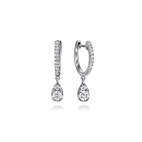 Gabriel & Co. 14K White Gold Diamond Huggie Drop Earrings - NAGI