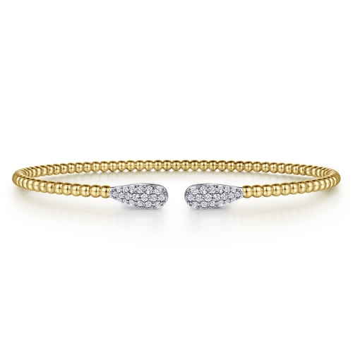 Gabriel & Co. 14K Yellow Gold Diamond Teardrops Open Bangle Bracelet