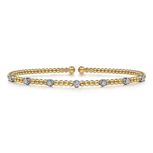 Gabriel & Co. 14K White & Yellow Gold Beaded Diamond Station Bracelet