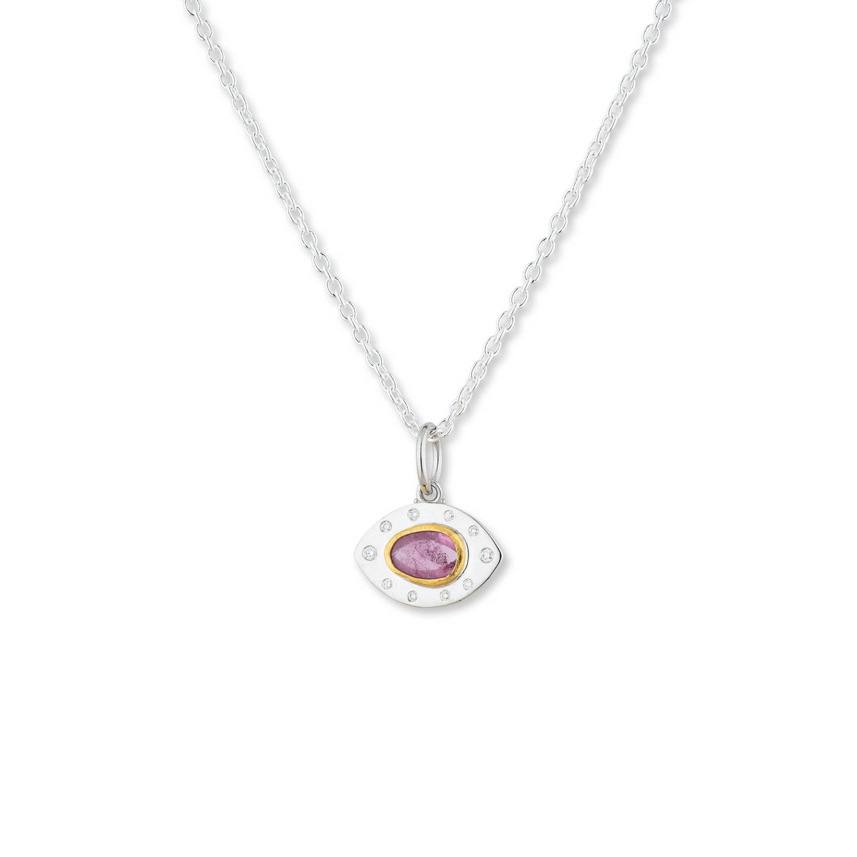 Lika Behar 24K & Sterling Silver Pink Tourmaline Evil Eye Necklace