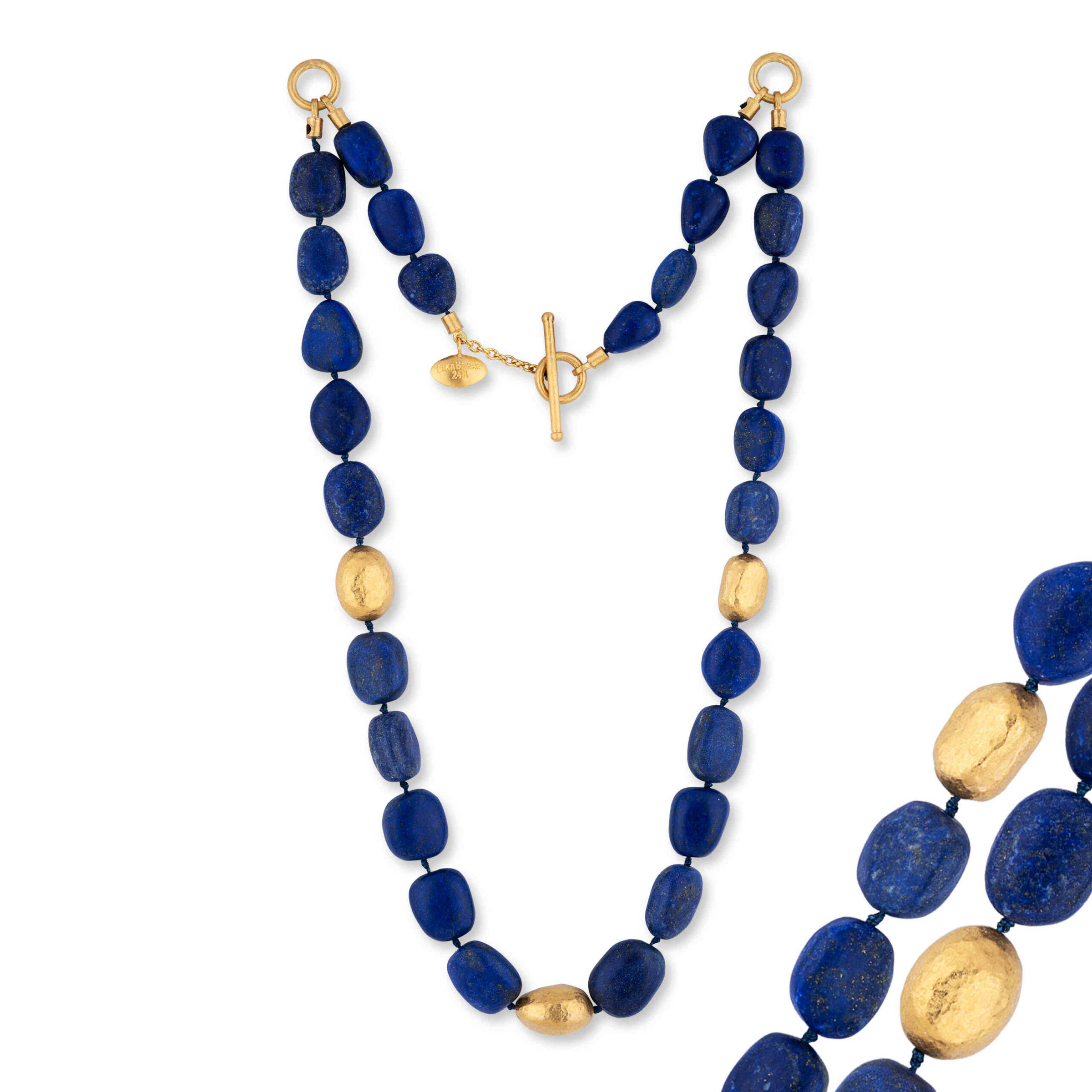 Lika Behar 24K Gold "Rocky" Lapis Pebbles Necklace