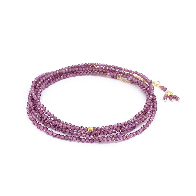 Anne Sportun Pink Garnet Wrap Bracelet Necklace - NAGI