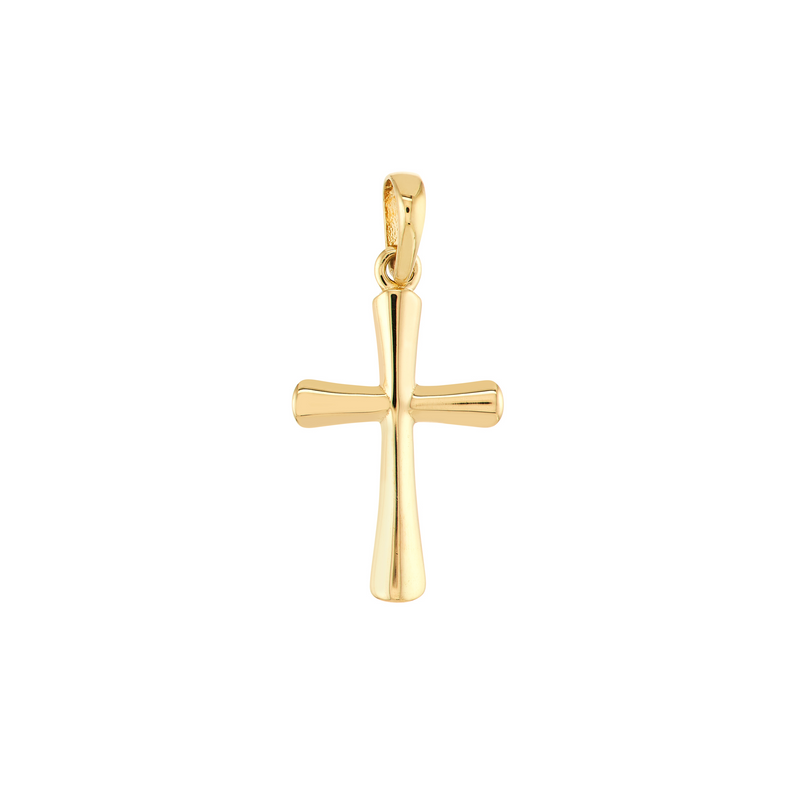 14K Yellow Gold High Polished Graduated Cross - NAGI