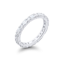 JB Star Platinum East West Eternity Emerald & Round Cut Diamond Band - NAGI