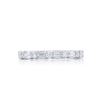JB Star Platinum East West Eternity Emerald & Round Cut Diamond Band - NAGI