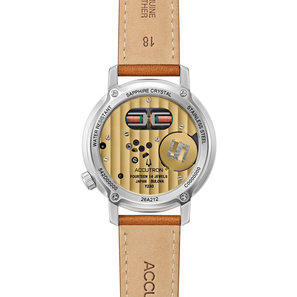 Accutron Spaceview 314 Open Dial Brown Strap Tuning Fork Watch
